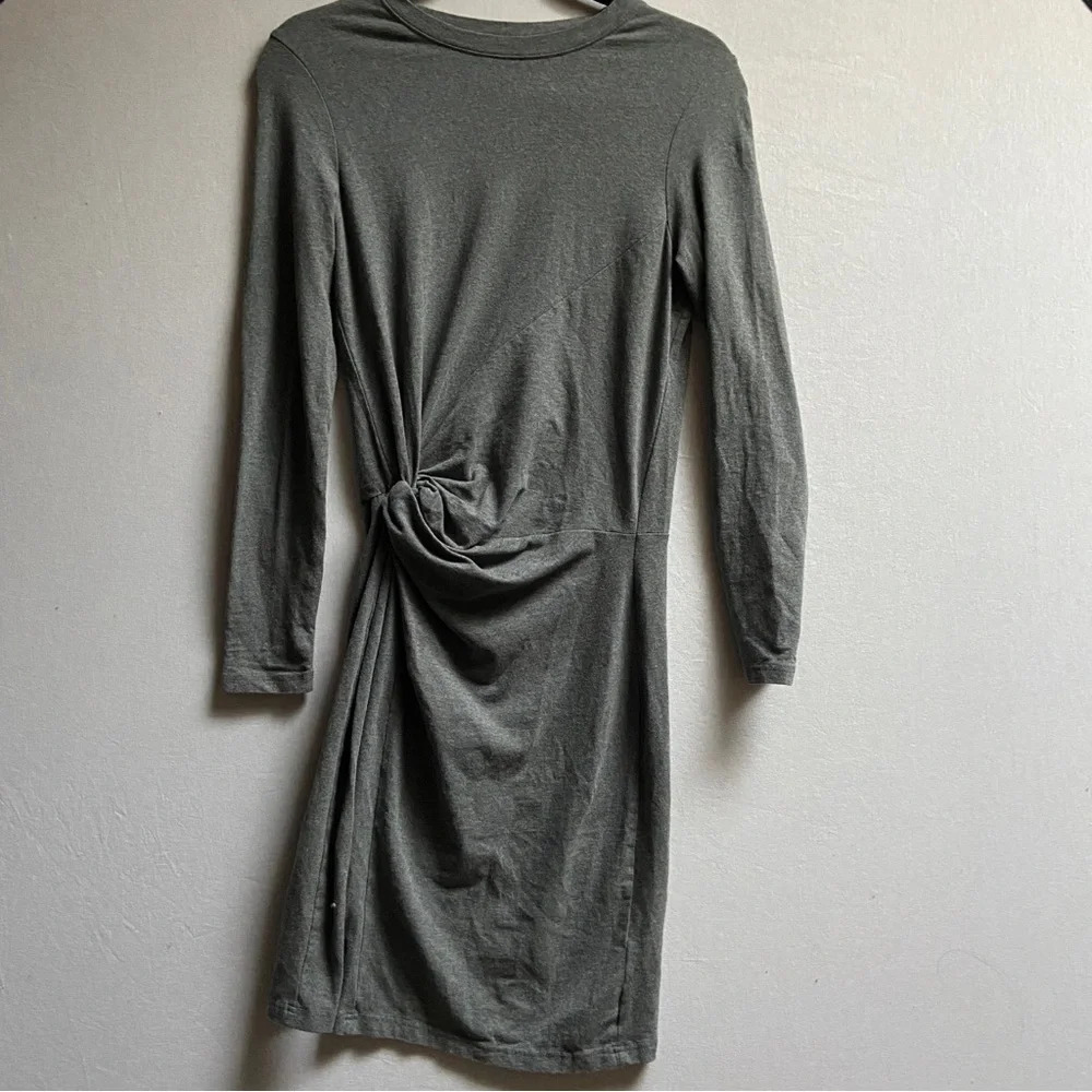 Design Lab Lord & Taylor Organic Cotton Long Sleeve Ruched Dress Grey XS